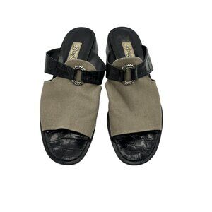 Brighton Slides Sandals Womens Size 9N‎ Leather Canvas Classic